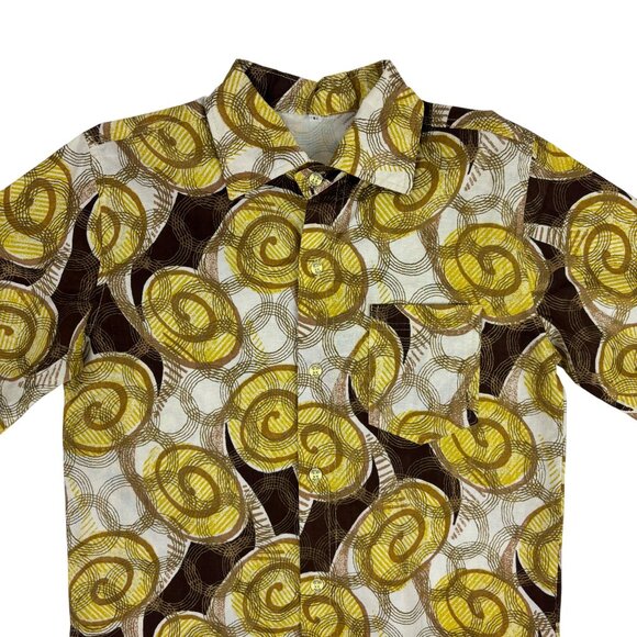 Joules Polo Retro Shirt Mens Size XS Gold Metallic Swirls Print Cotton - Picture 2 of 11